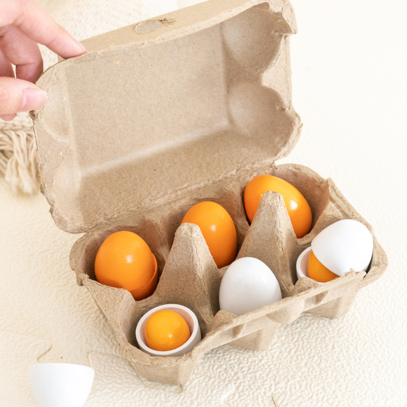 Baby Food Under 1 Year - 6 pçs ovos de madeira brinquedo