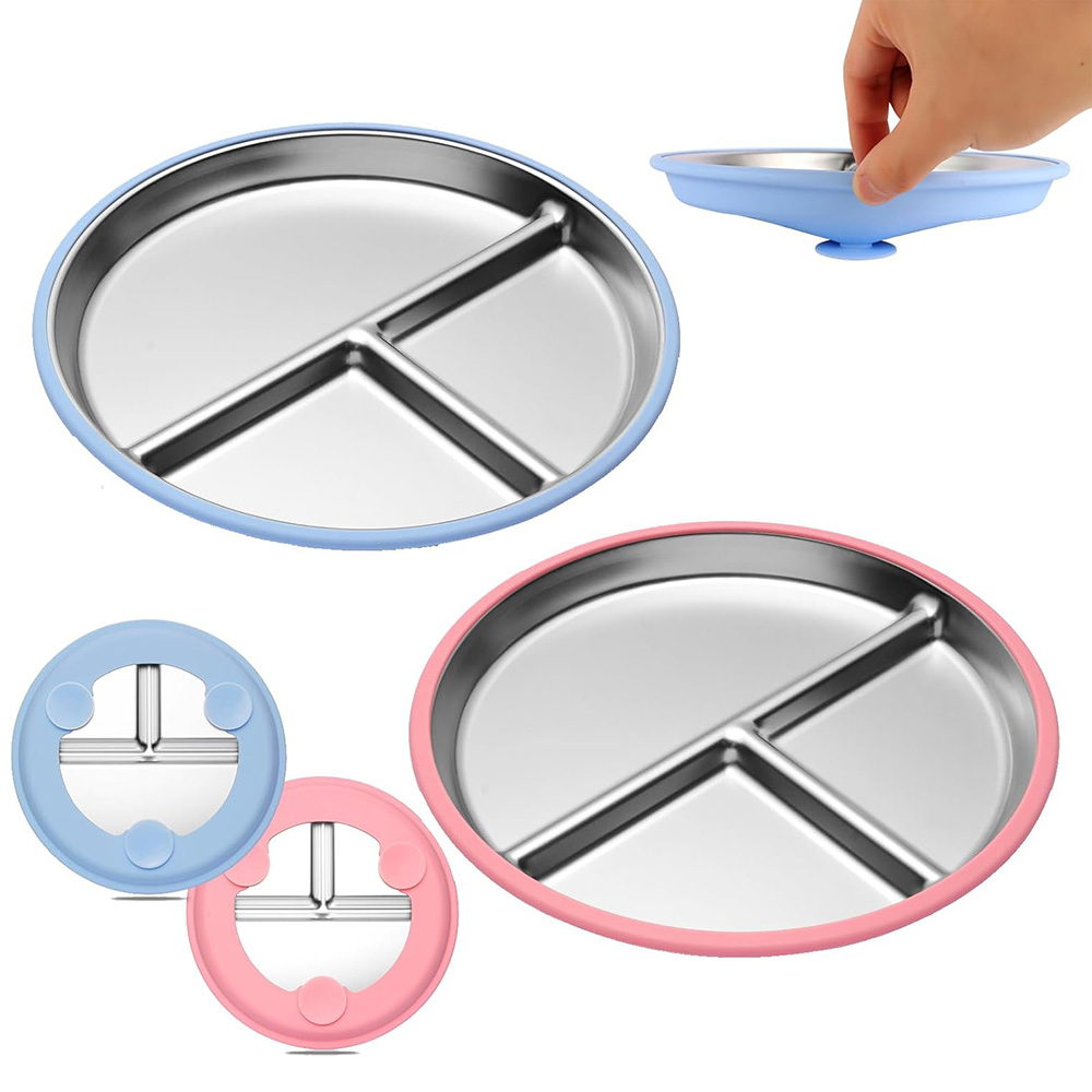 Plate Suction Toddler - Placa infantil de aço inoxidável de