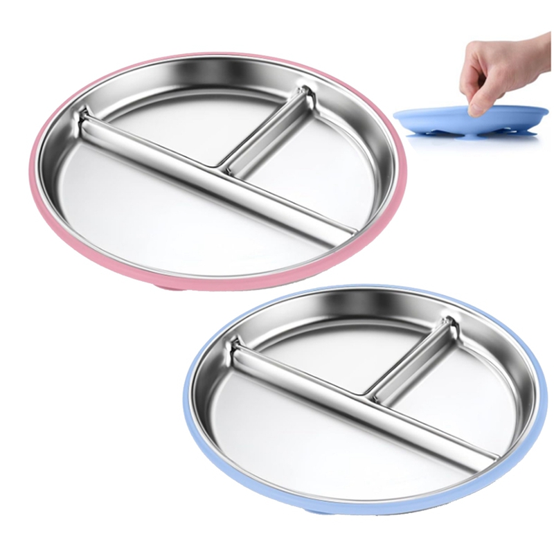 2 Pratos de Aço Inoxidável par - Plate Suction Toddler avaliação e preço
