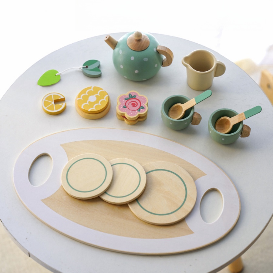 Conjunto de chá de madeira par - Baby Food Under 1 Year avaliação e preço