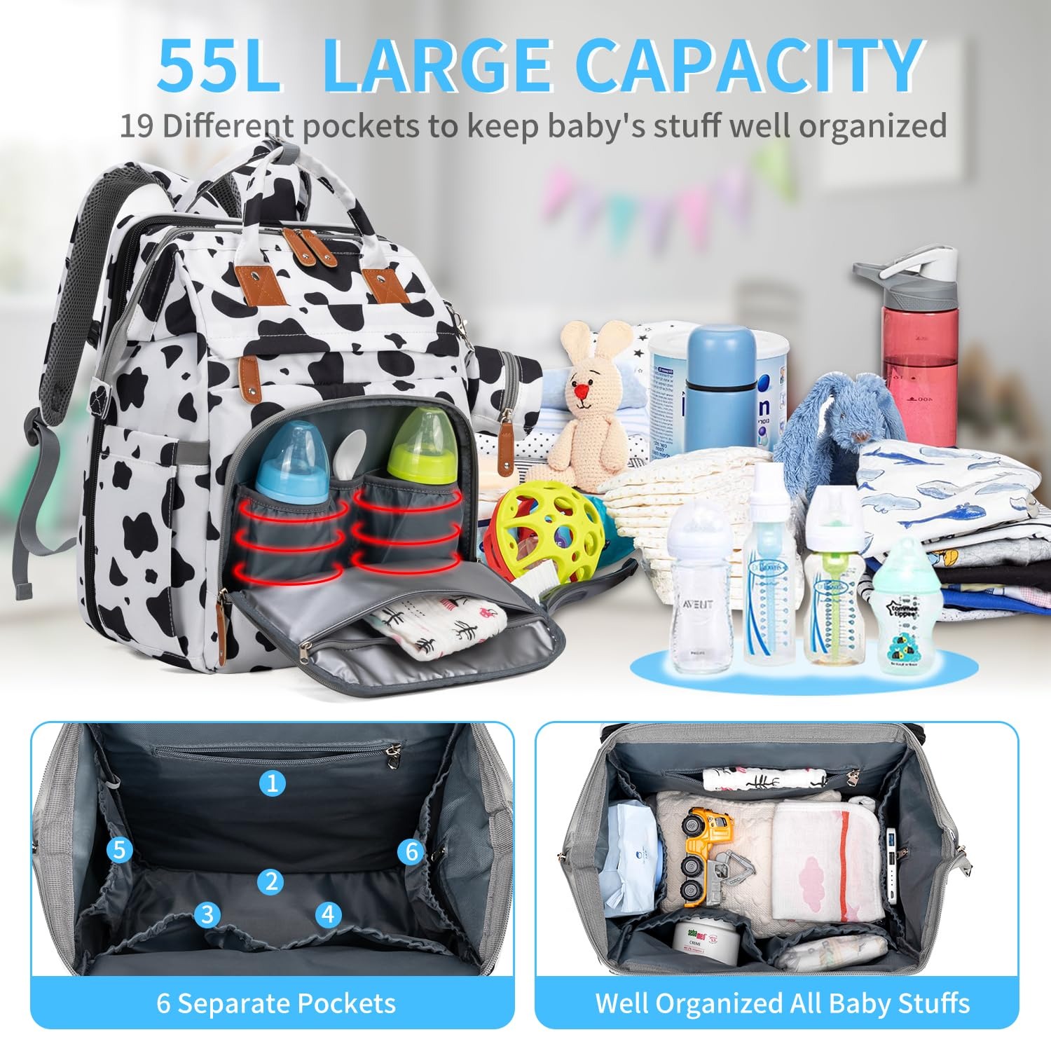 Mochila de Fraldas KABAQOO com - Baby Puree Pouch avaliação e preço