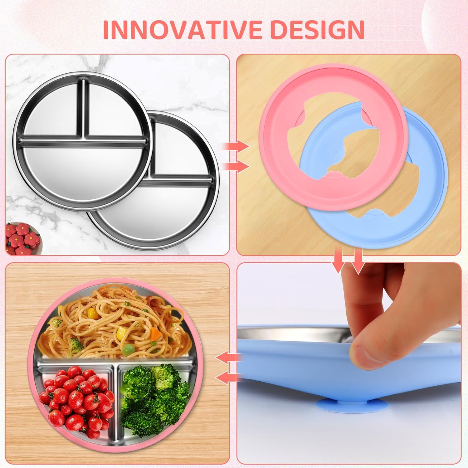 Placa infantil de aço inoxidáv - Plate Suction Toddler avaliação e preço